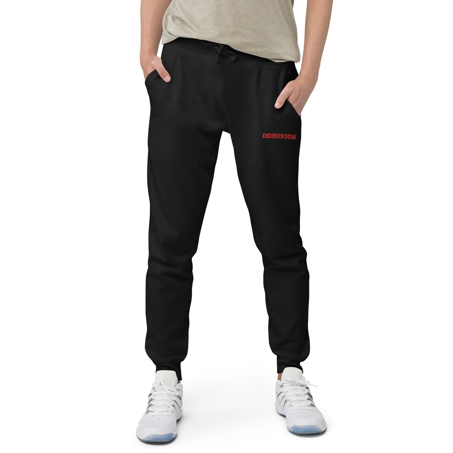 Embroidered Dominion Network Red Unisex Fleece Sweatpants